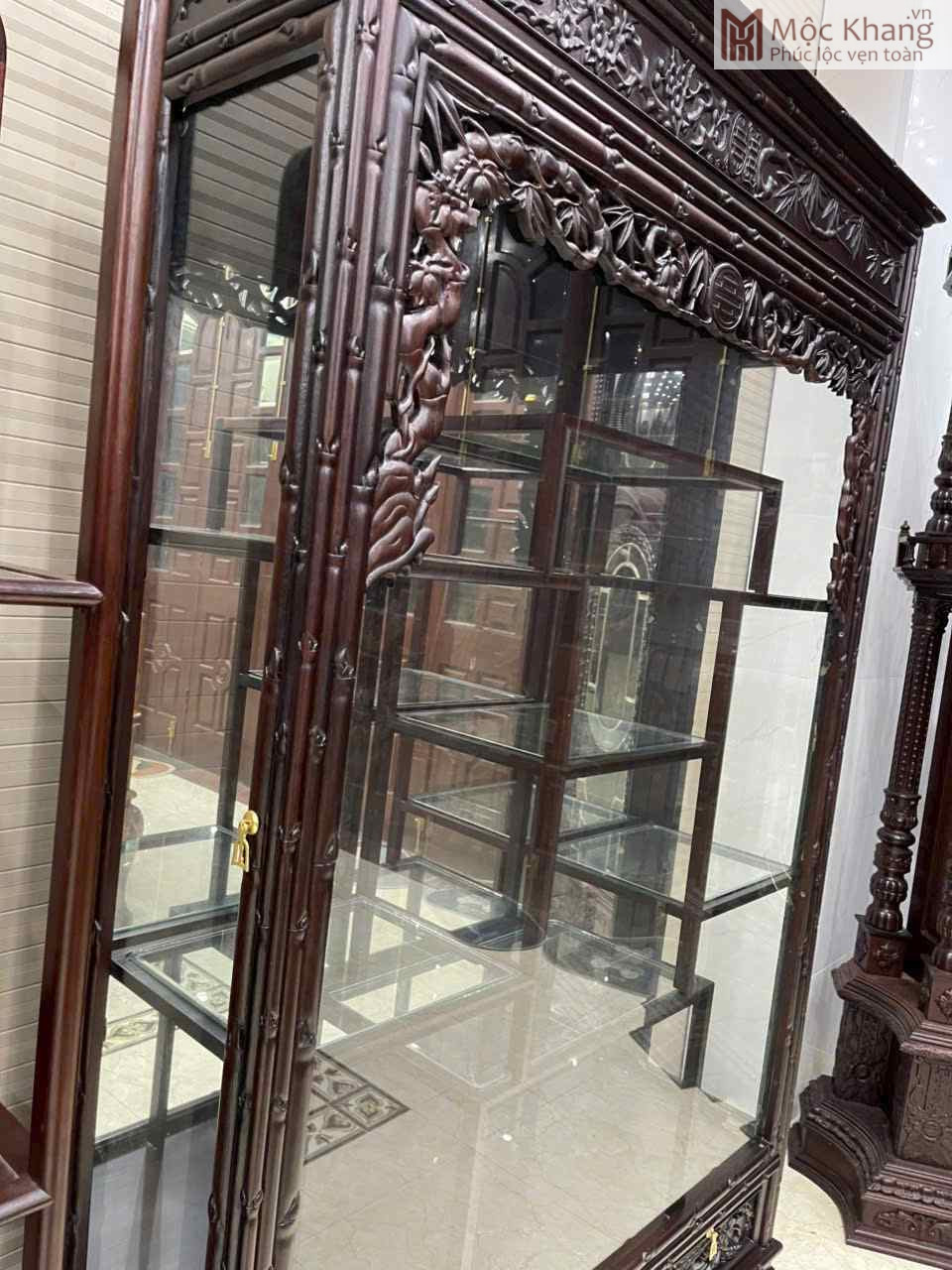 Tủ Trang Trí Trúc Gỗ Gụ Cao 207 (cm) (5)_5 Tủ Trang Trí Trúc Gỗ Gụ Cao 207 (cm)