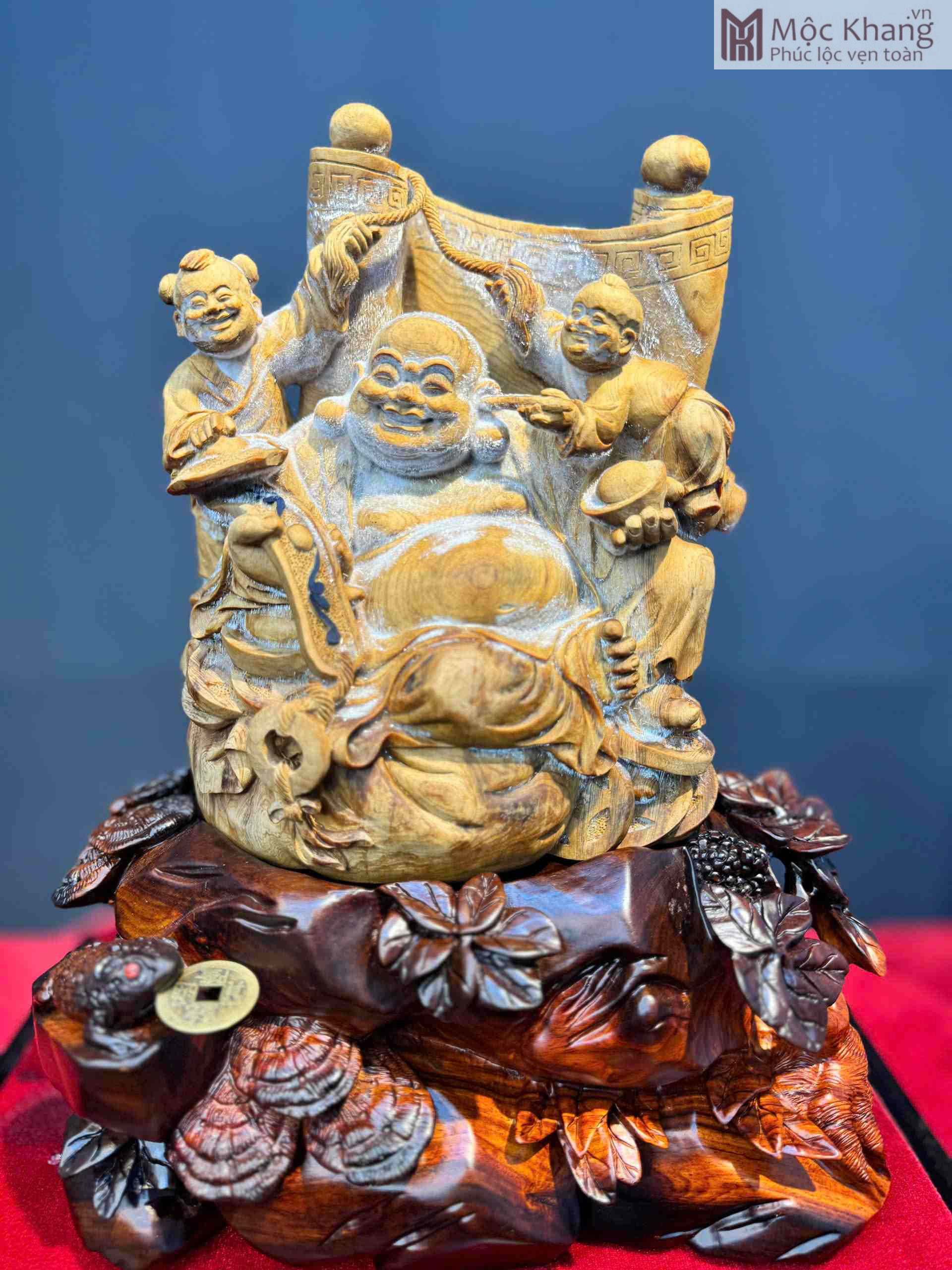 tuong-phat-di-lac-nhi-phuc-go-hoang-dan-chim-cao-30-cm (2) Tượng Phật Di Lặc Nhị Phúc Gỗ Hoàng Đàn Chìm