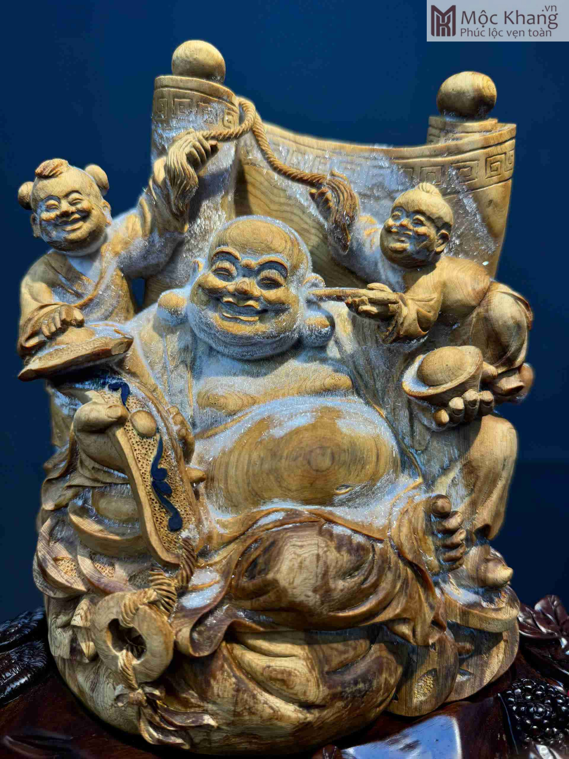 tuong-phat-di-lac-nhi-phuc-go-hoang-dan-chim-cao-30-cm (3) Tượng Phật Di Lặc Nhị Phúc Gỗ Hoàng Đàn Chìm