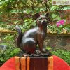 Tượng Mèo Gỗ Mun Hoa Cao 30 (cm)