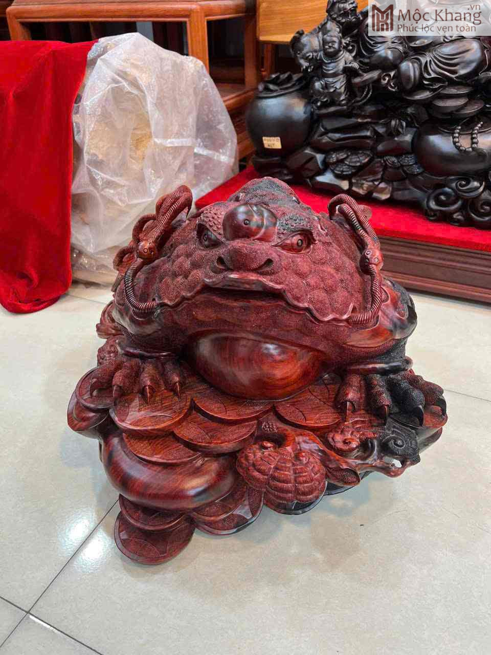 Tượng Thiềm Thừ Gỗ Trắc Cao 42 (cm)_1 Tuong Thiem Thu Go Trac Cao 42 cm 1