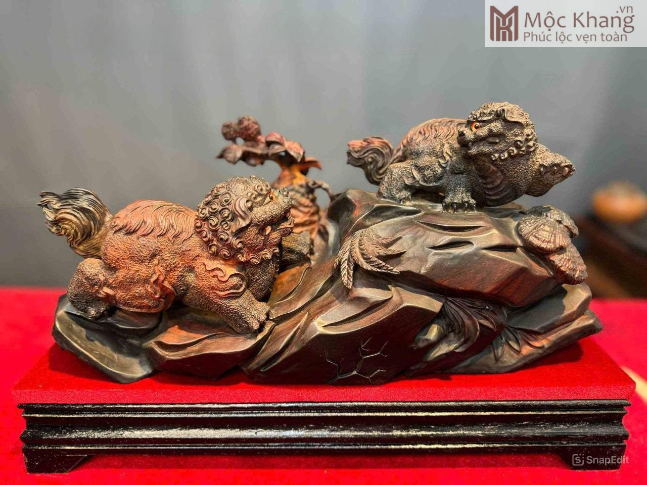 tuong-song-nghe-go-trac-cao-27-cm Tượng Song Nghê Gỗ Trắc