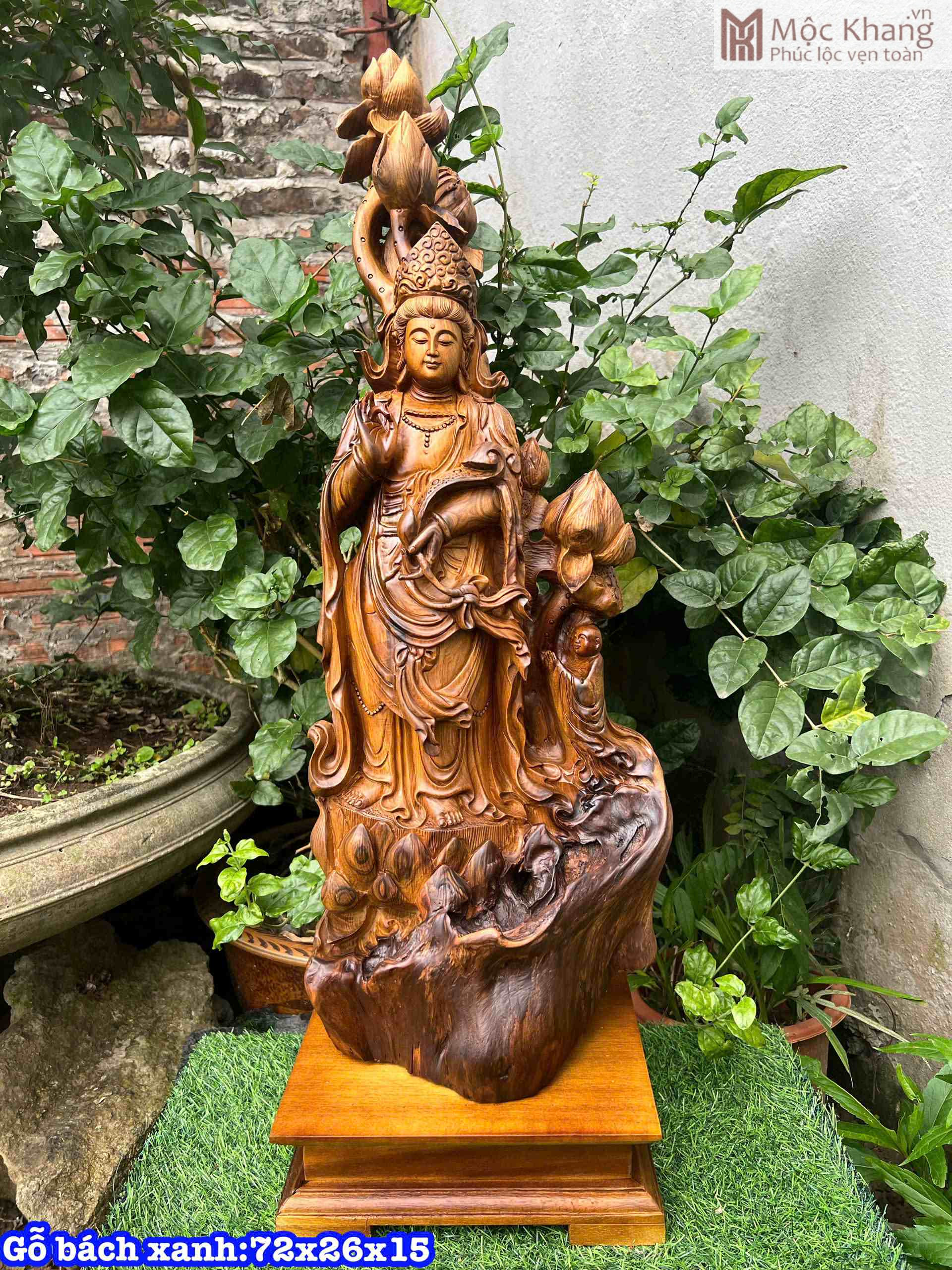 Tượng Quan Âm Gỗ Bách Xanh Cao 72 (cm) (1)_1 Tượng Quan Âm Gỗ Bách Xanh Cao 72 (cm)