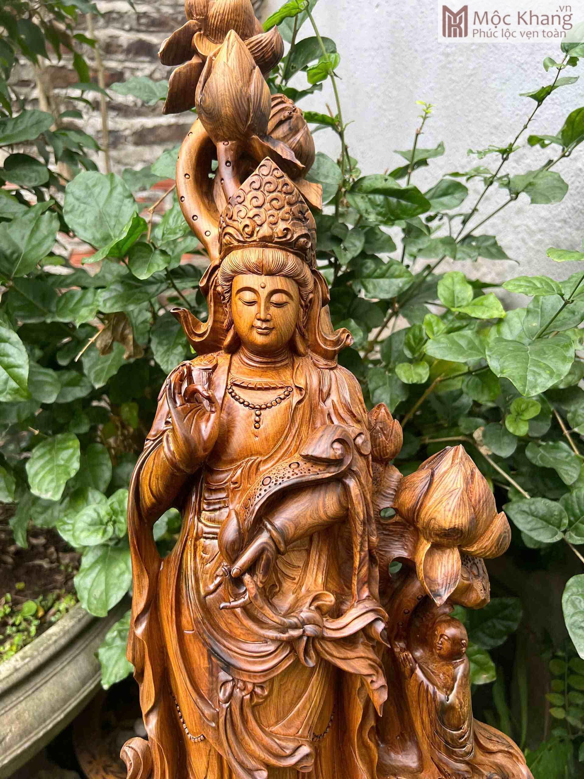 Tượng Quan Âm Gỗ Bách Xanh Cao 72 (cm) (2)_2 Tượng Quan Âm Gỗ Bách Xanh Cao 72 (cm)