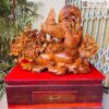 Tượng Gia Đình Gà Gỗ Hương