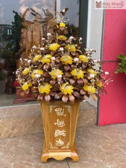 Bình Hoa Gỗ Sưa Chậu Gỗ Cẩm cao 89 (cm)