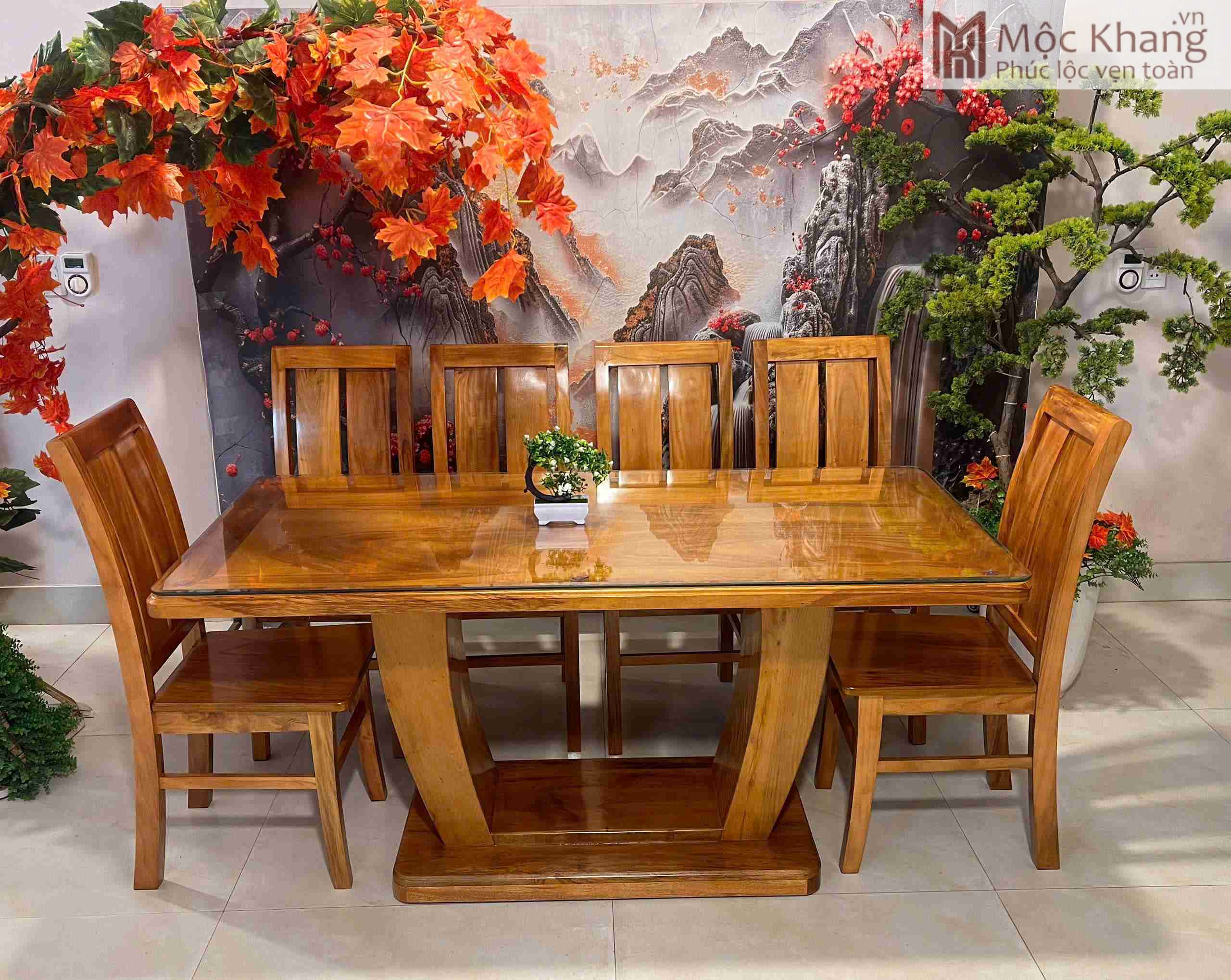 Bộ Bàn Ăn Gỗ Hương Cao 98 (cm) (4)_4 Bo Ban An Go Huong Cao 98 cm 4 4