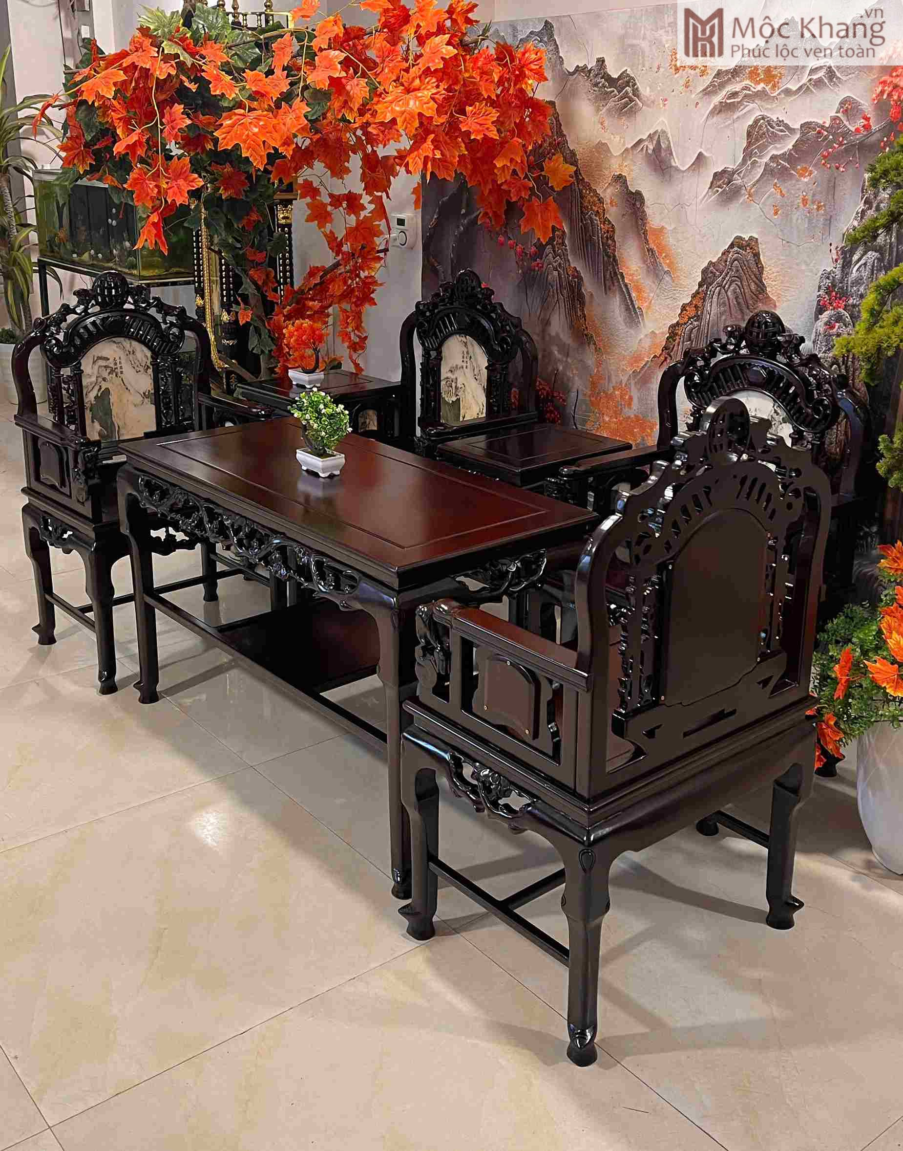 Bộ Bàn Ghế Trường Kỷ Trạm Mai Gỗ Gụ Cao 110 (cm) (4)_4