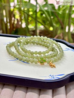 Chuỗi Ngọc Cẩm Thạch Mix Charm Cỏ 4 Lá Hạt 6 (mm)