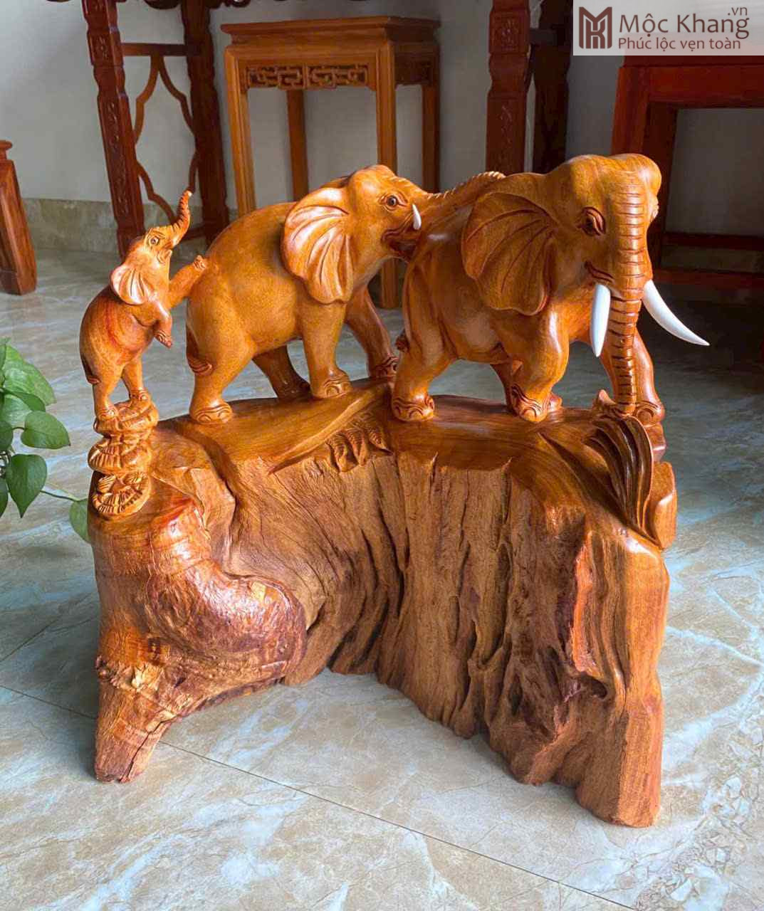 Gia Đình Voi Gỗ Hương Cao 46 (cm) (4)_4