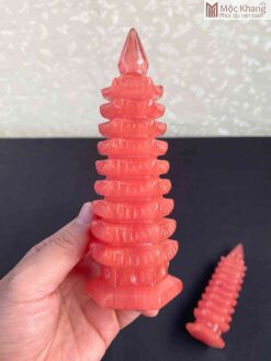 Tháp Văn Xương 9 Tầng Đá Thủy Tinh Đỏ Cao 15.8 (cm)