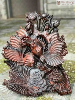 Tượng Cá La Hán Gỗ Trắc Cao 41 (cm)