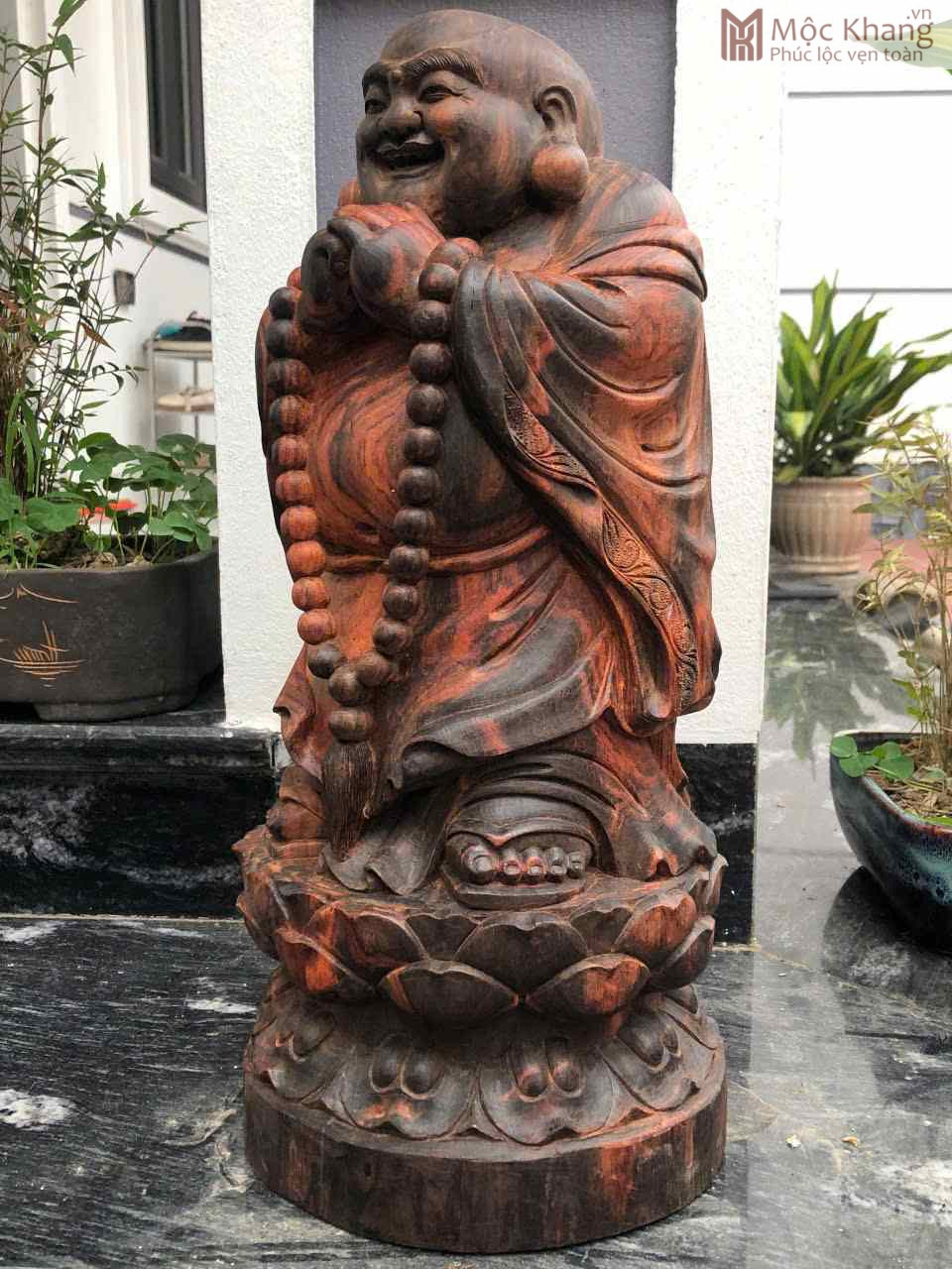 Tượng Di Lặc Chúc Phúc Gỗ Trắc Cao 50 (cm) (5)_5