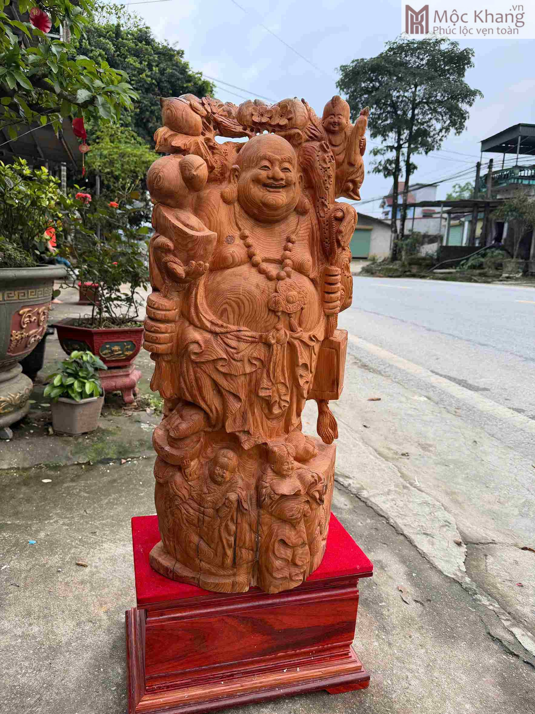 Tượng Di Lặc Tam Phúc Gỗ Ngọc Am Cao 95 (cm) (3)_3 Tuong Di Lac Tam Phuc Go Ngoc Am Cao 95 cm 3 3