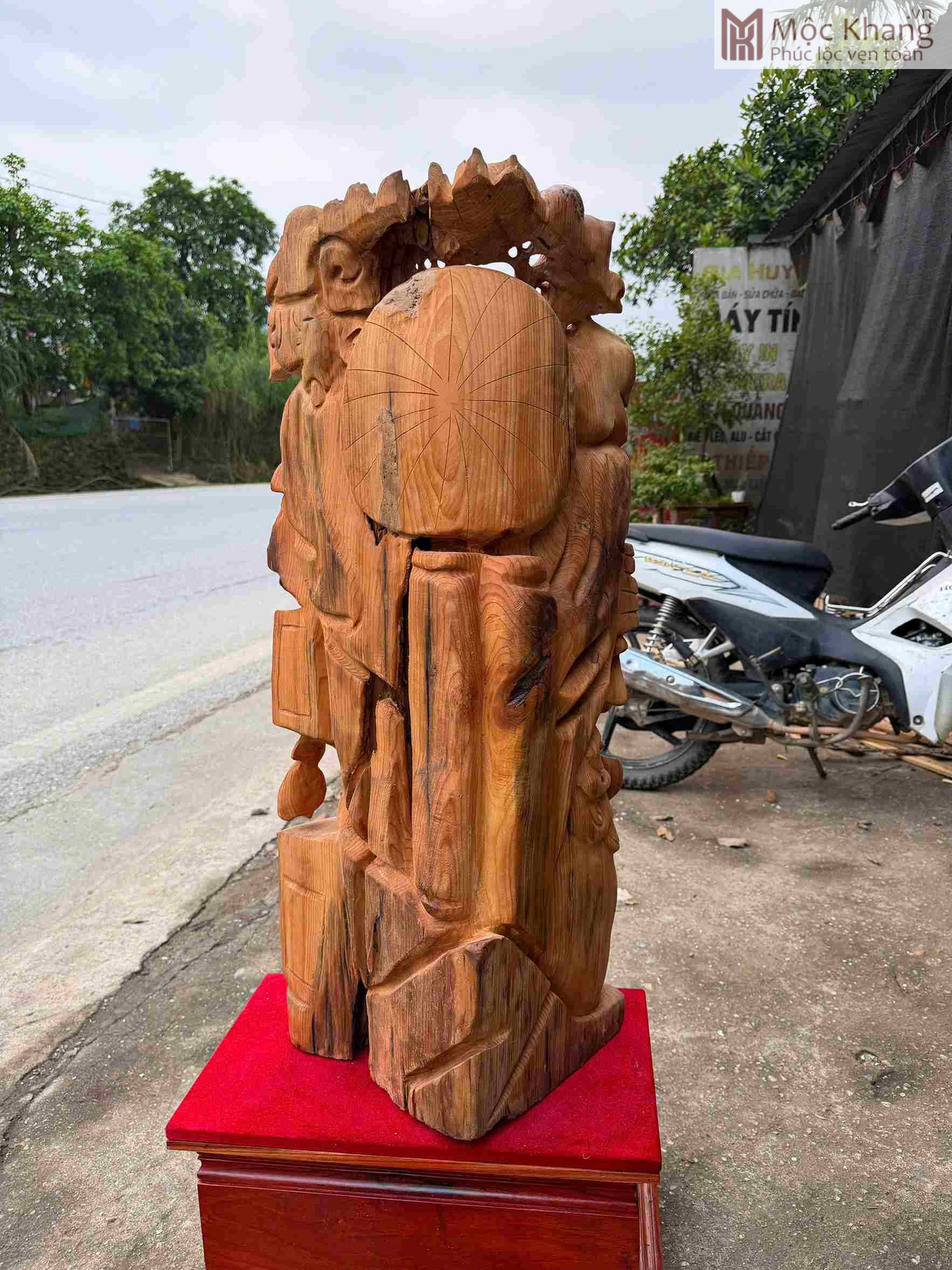 Tượng Di Lặc Tam Phúc Gỗ Ngọc Am Cao 95 (cm) (4)_4 Tượng Di Lặc Tam Phúc Gỗ Ngọc Am Cao 95 (cm)