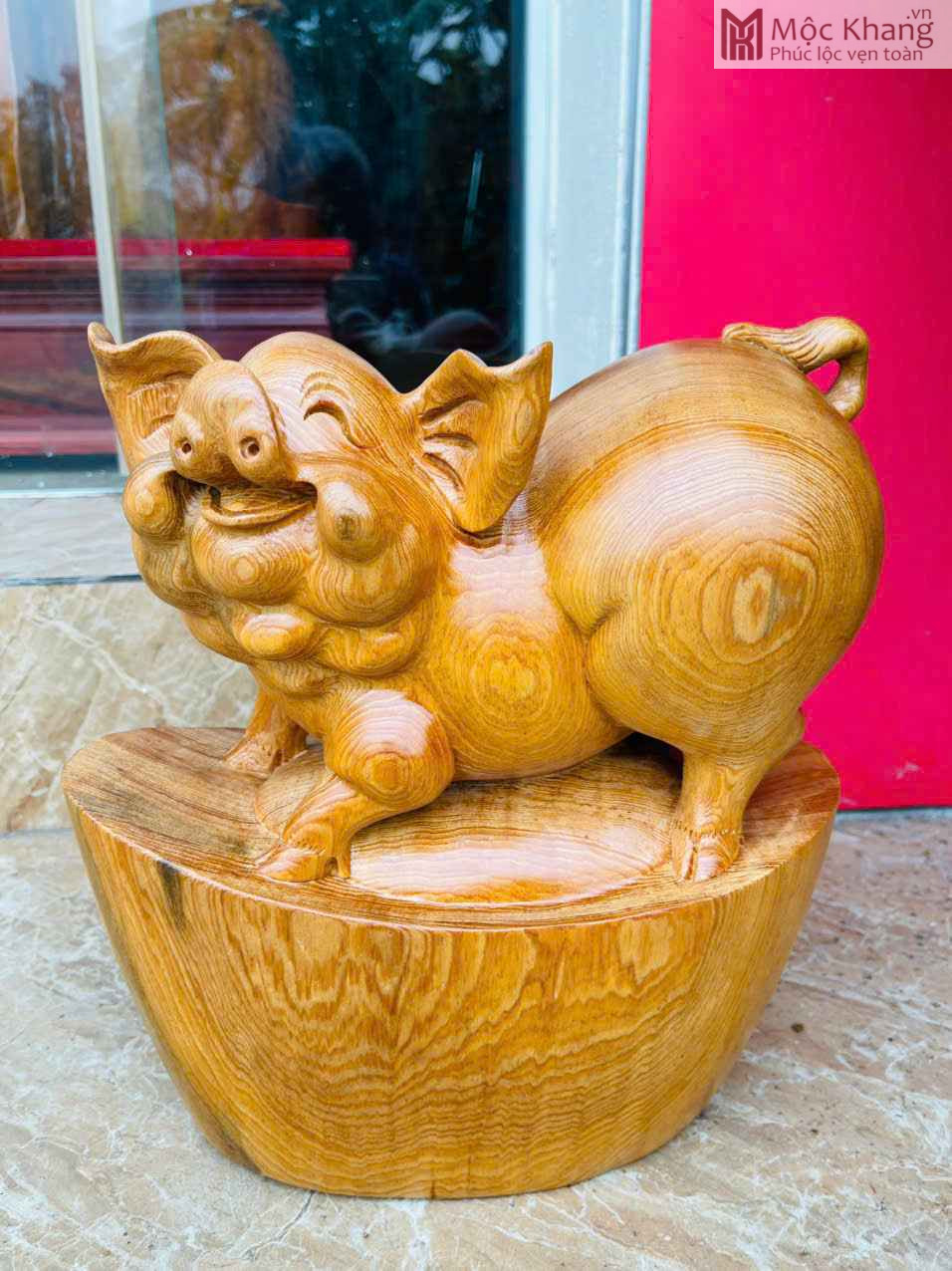 Tượng Heo Gỗ Ngọc Am Cao 31 (cm) (4)_4 Tượng Heo Gỗ Ngọc Am Cao 31 (cm)