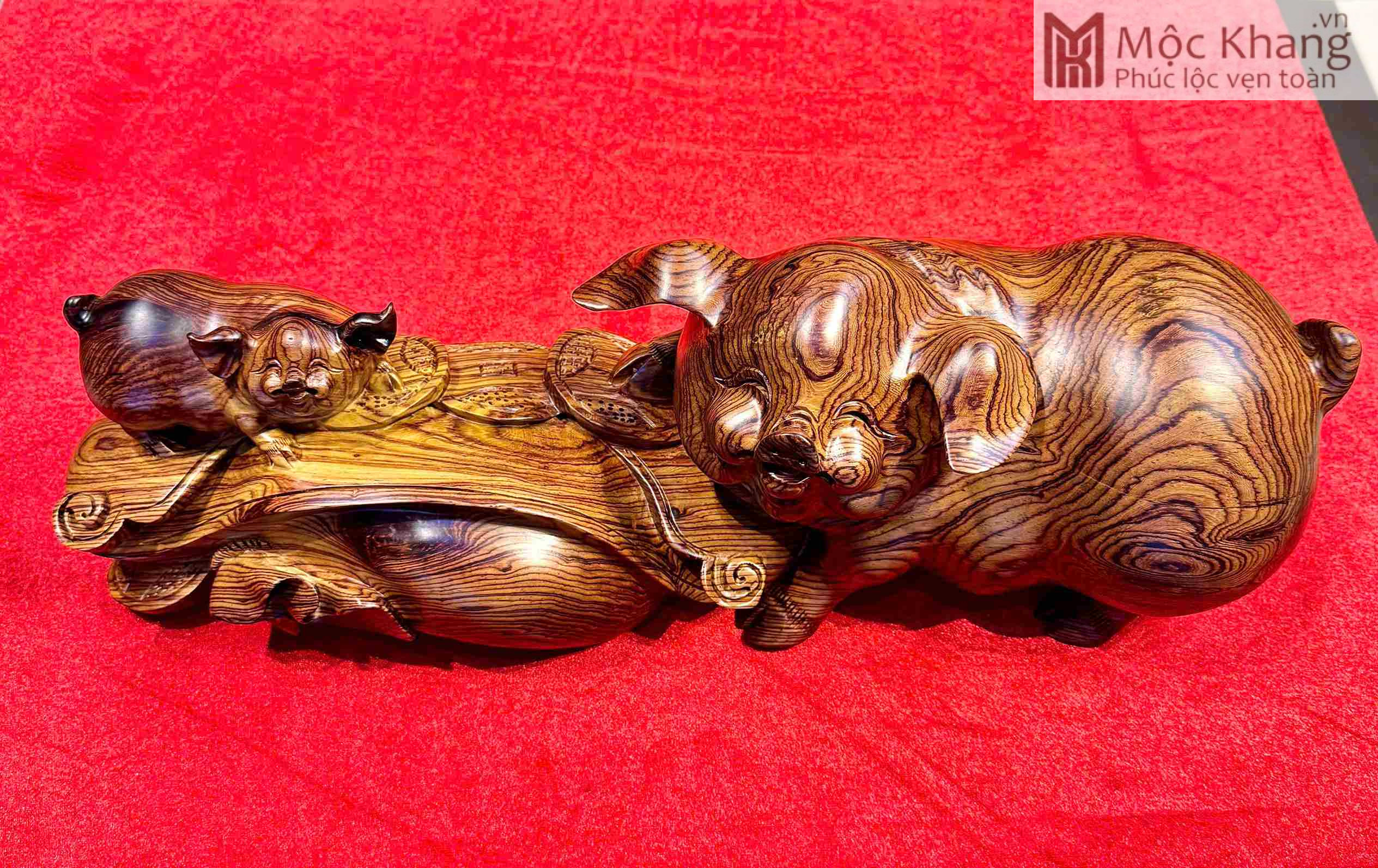 Tượng Heo Mẫu Tử Gỗ Cẩm Cao 46 (cm) (2)_2