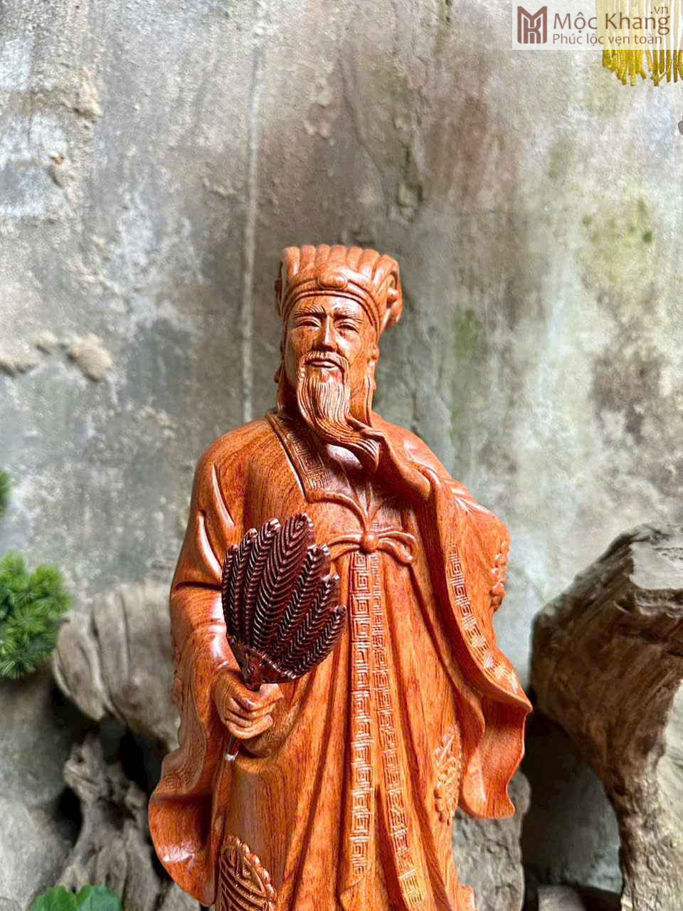 Tượng Khổng Minh Gỗ Hương Cao 50 (cm) (3)_3 Tượng Khổng Minh Gỗ Hương Cao 50 (cm)