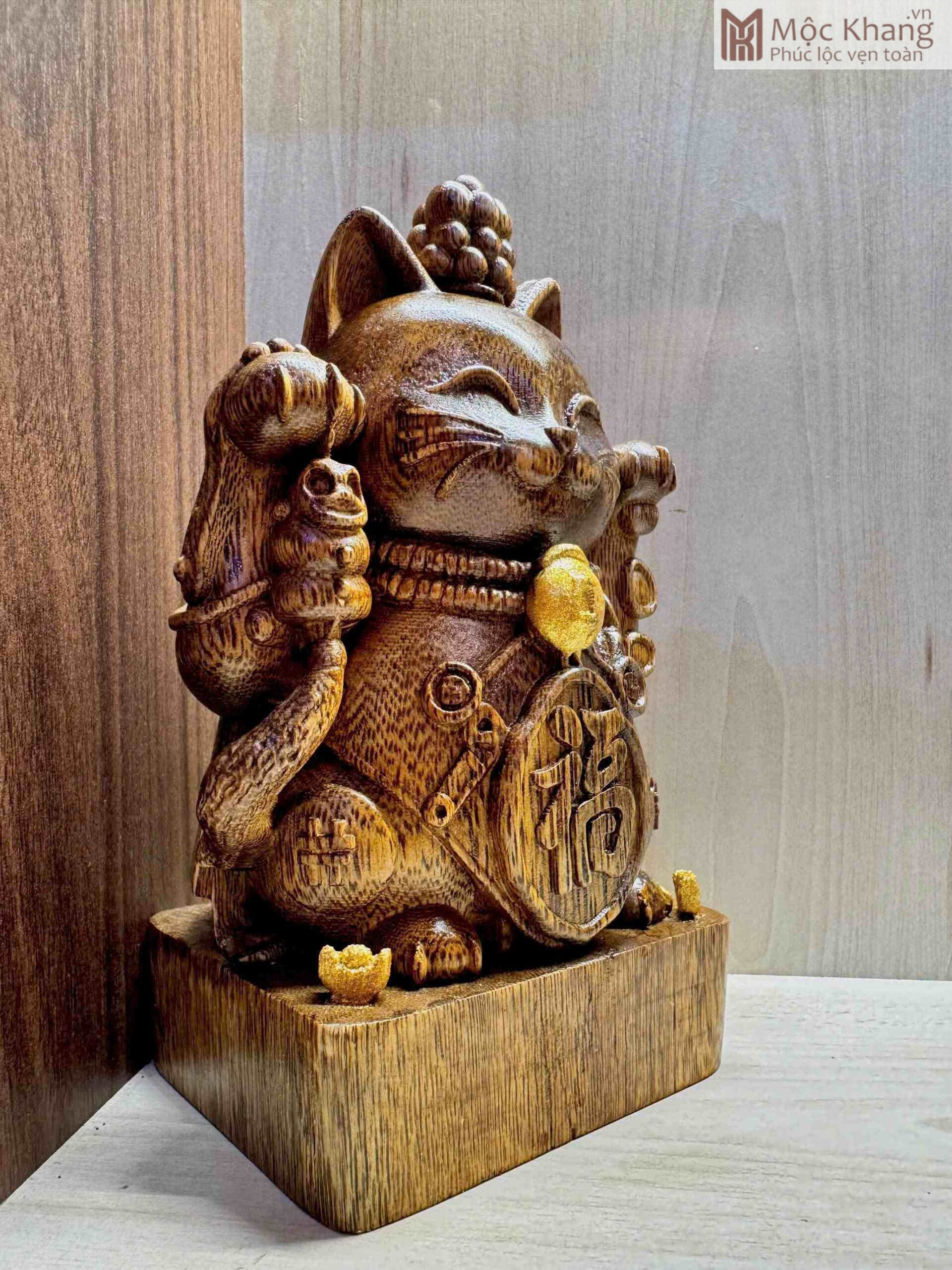 Tượng Mèo Thần Tài Trầm Hương Cao 18 (cm) (2)_2 Tượng Mèo Thần Tài Trầm Hương Cao 18 (cm)