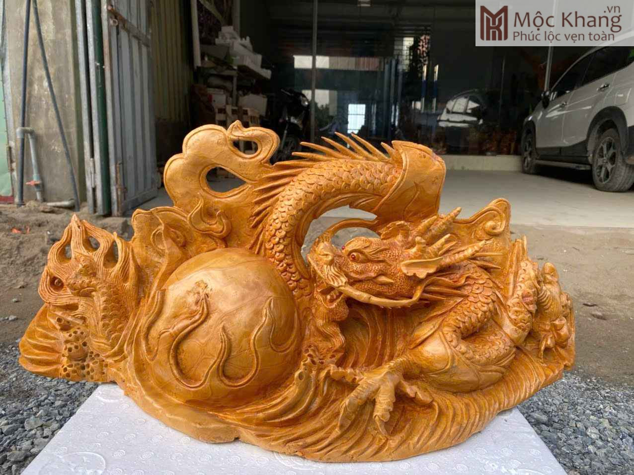 Tượng Nhất Long Nhả Ngọc Gỗ Xá Xị Cao 29 (cm) (2)_2 Tượng Nhất Long Nhả Ngọc Gỗ Xá Xị Cao 29 (cm)
