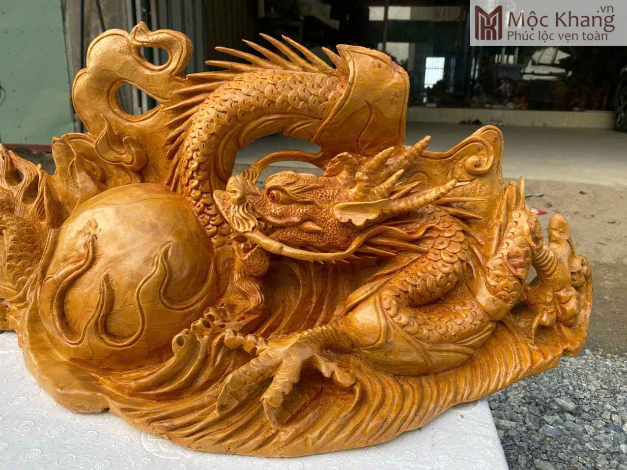 Tượng Nhất Long Nhả Ngọc Gỗ Xá Xị Cao 29 (cm) (3)_3