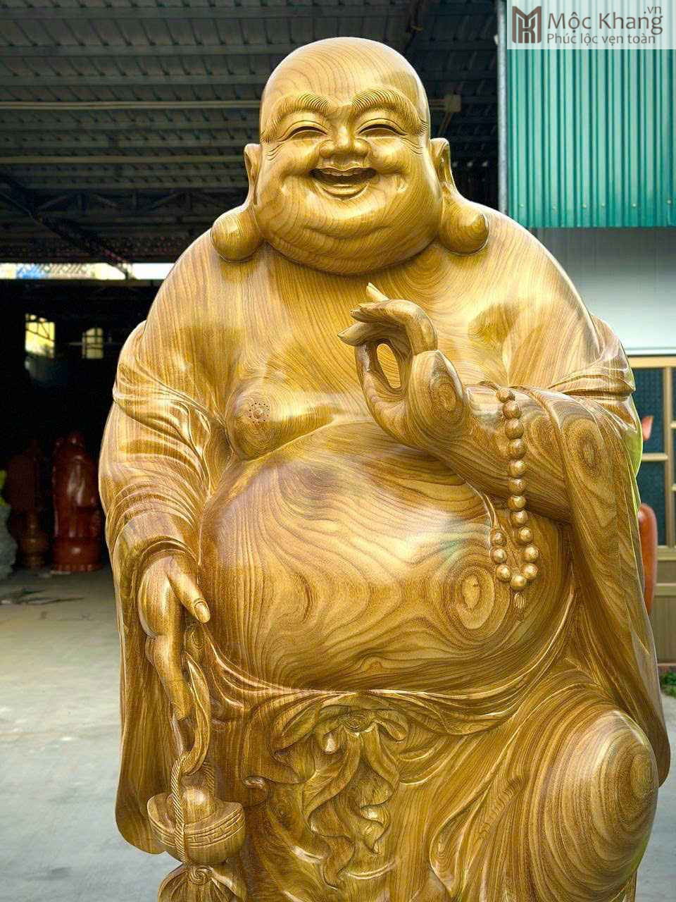 Tượng Phật Di Lặc Đứng Nghê Gỗ Cẩm Vàng (4)_4 Tuong Phat Di Lac Dung Nghe Go Cam Vang 4 4