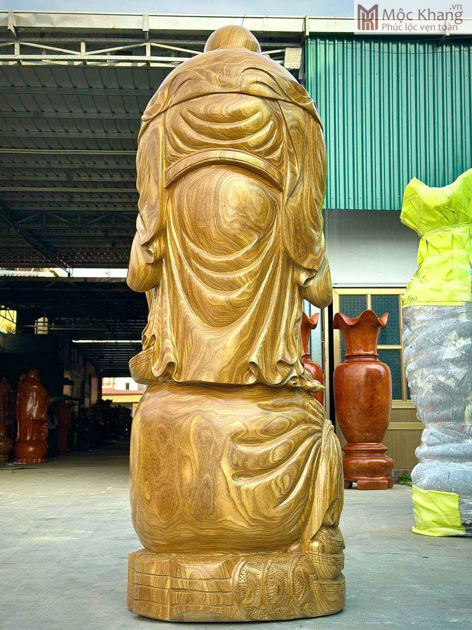 Tượng Phật Di Lặc Đứng Nghê Gỗ Cẩm Vàng (7)_7 Tuong Phat Di Lac Dung Nghe Go Cam Vang 7 7