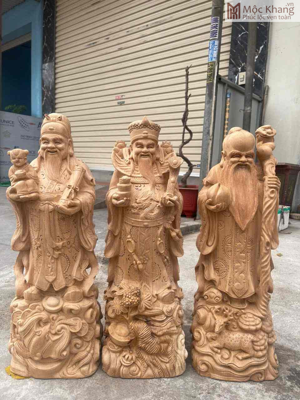 Tượng Phúc Lộc Thọ Gỗ Ngọc Am Cao 60 (cm) (2)_2 Tượng Phúc Lộc Thọ Gỗ Ngọc Am Cao 60 (cm)