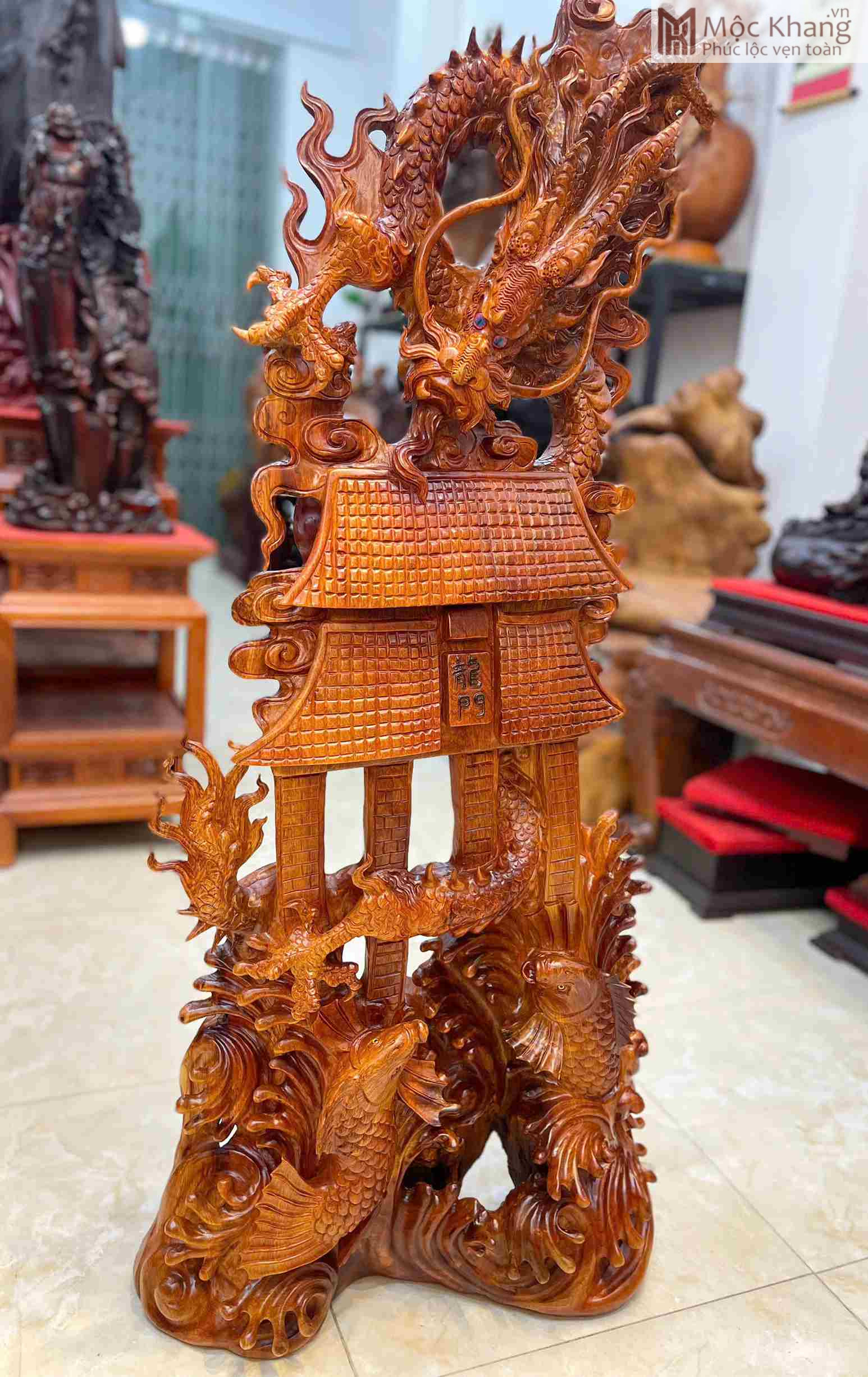 Tượng Rồng Vượt Long Môn Gỗ Hương Cao 118 (cm) (5)_5 Tượng Rồng Vượt Long Môn Gỗ Hương Cao 118 (cm)