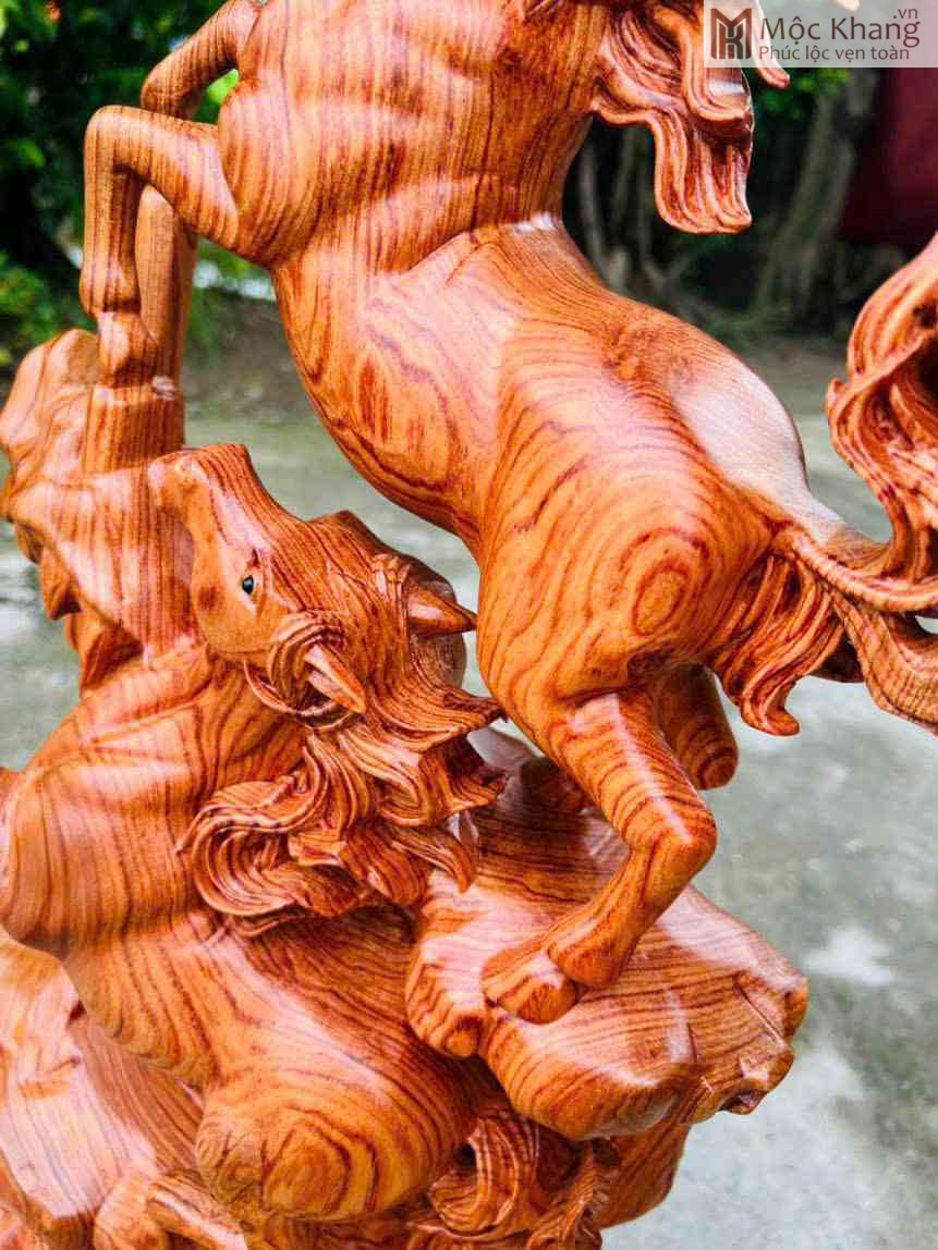 Tượng Song Mã Uyên Ương Gỗ Hương Cao 40 (cm) (3)_3 Tuong Song Ma Uyen Uong Go Huong Cao 40 cm 3 3