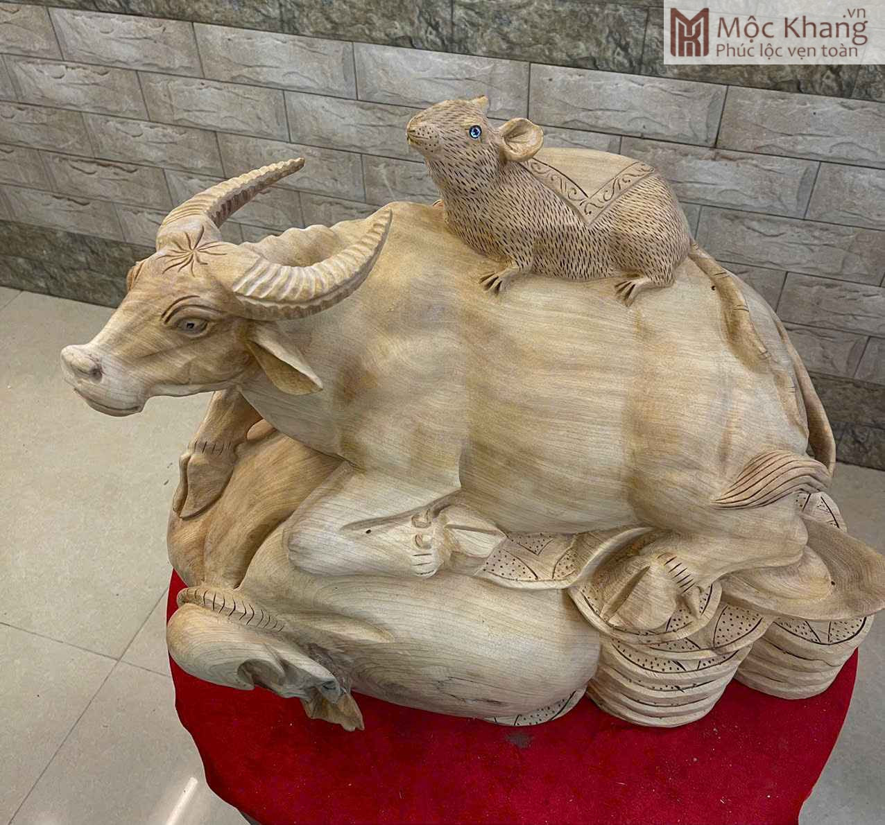 Tượng Trâu Cõng Chuột Gỗ Ngọc Am Cao 48 (cm) (2)_2 Tuong Trau Cong Chuot Go Ngoc Am Cao 48 cm 2 2
