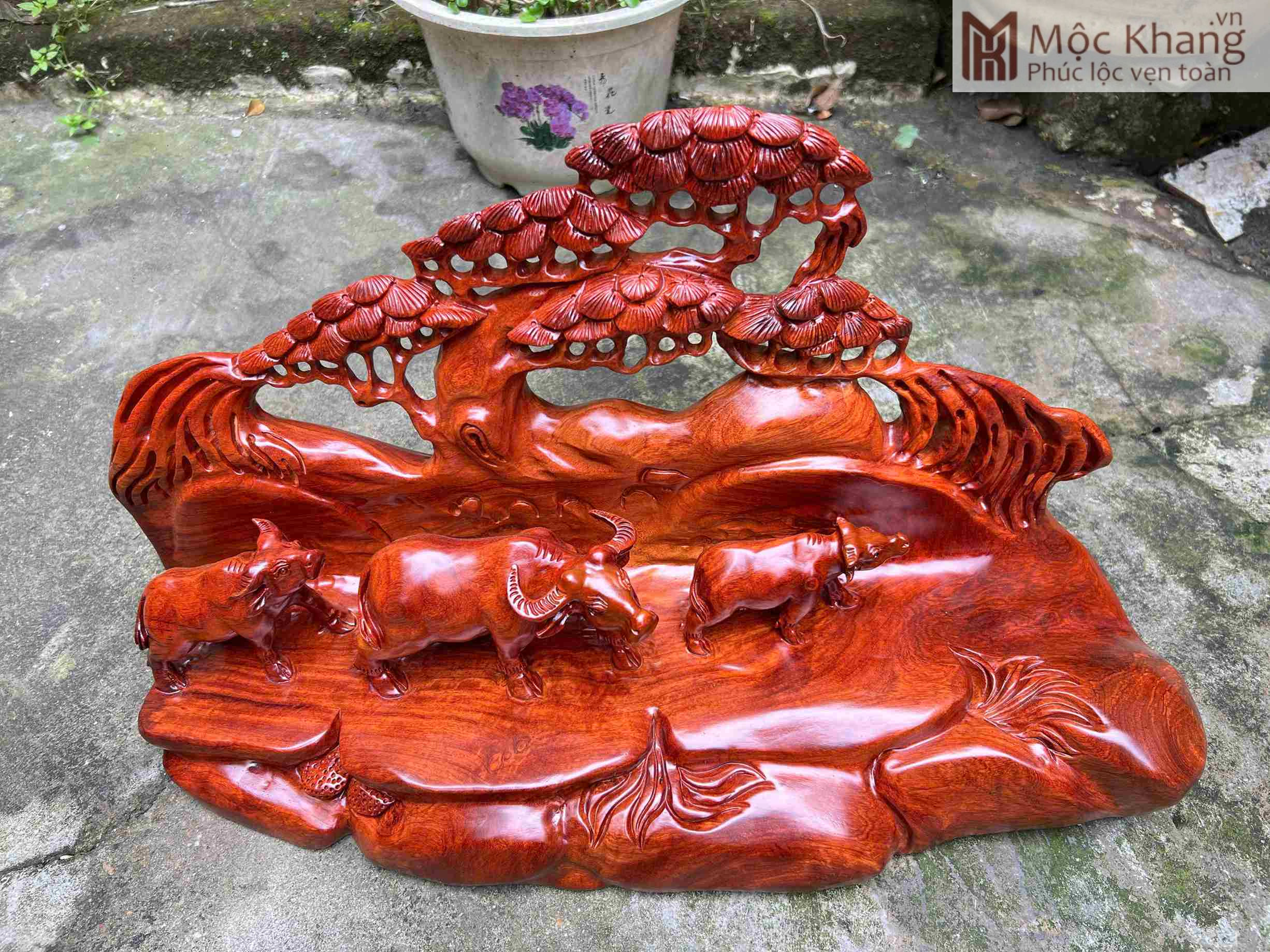 Tượng Trâu Đứng Tùng Gỗ Hương Cao 31 (cm) (3)_3 Tuong Trau Dung Tung Go Huong Cao 31 cm 3 3