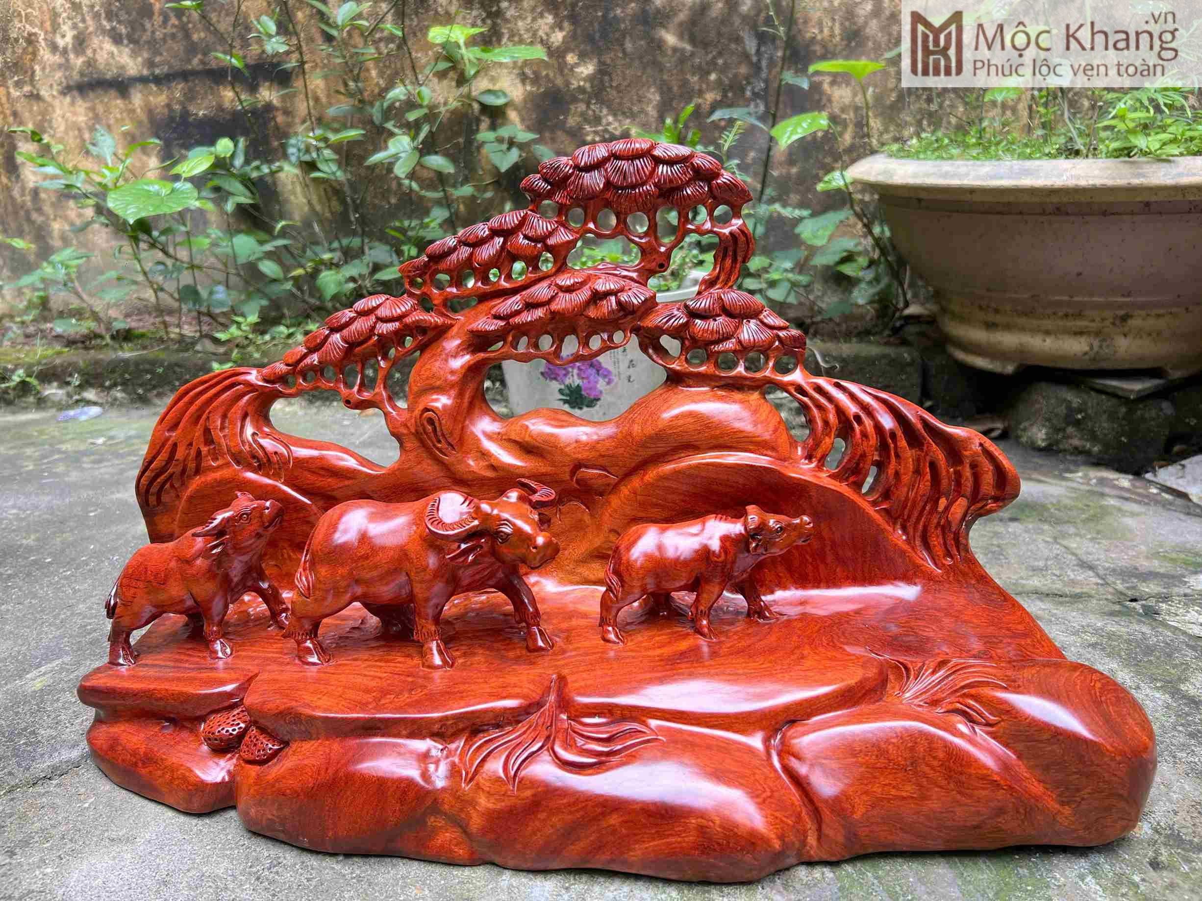 Tượng Trâu Đứng Tùng Gỗ Hương Cao 31 (cm) (4)_4 Tuong Trau Dung Tung Go Huong Cao 31 cm 4 4