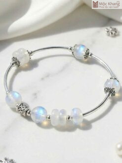 Vòng Đồng Điếu Moonstone Mix Charm Bạc S925