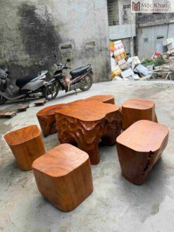 Bộ Bàn 6 Đôn Rễ Gốc Cây Gỗ Ngọc Am Cao 95 (cm)