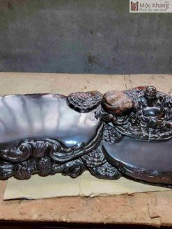 Khay Trà Di Lặc Tài Lộc Gỗ Trắc Cao 15 (cm)