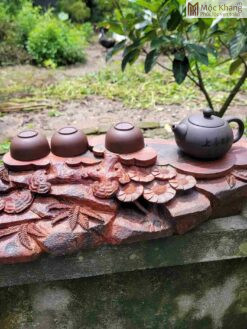 Khay Trà Gỗ Trắc Nguyên Khối Cao 10 (cm)