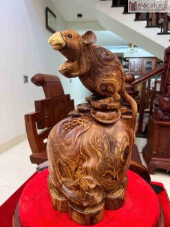 Tượng Chuột Gỗ Cẩm Cao 46 (cm)