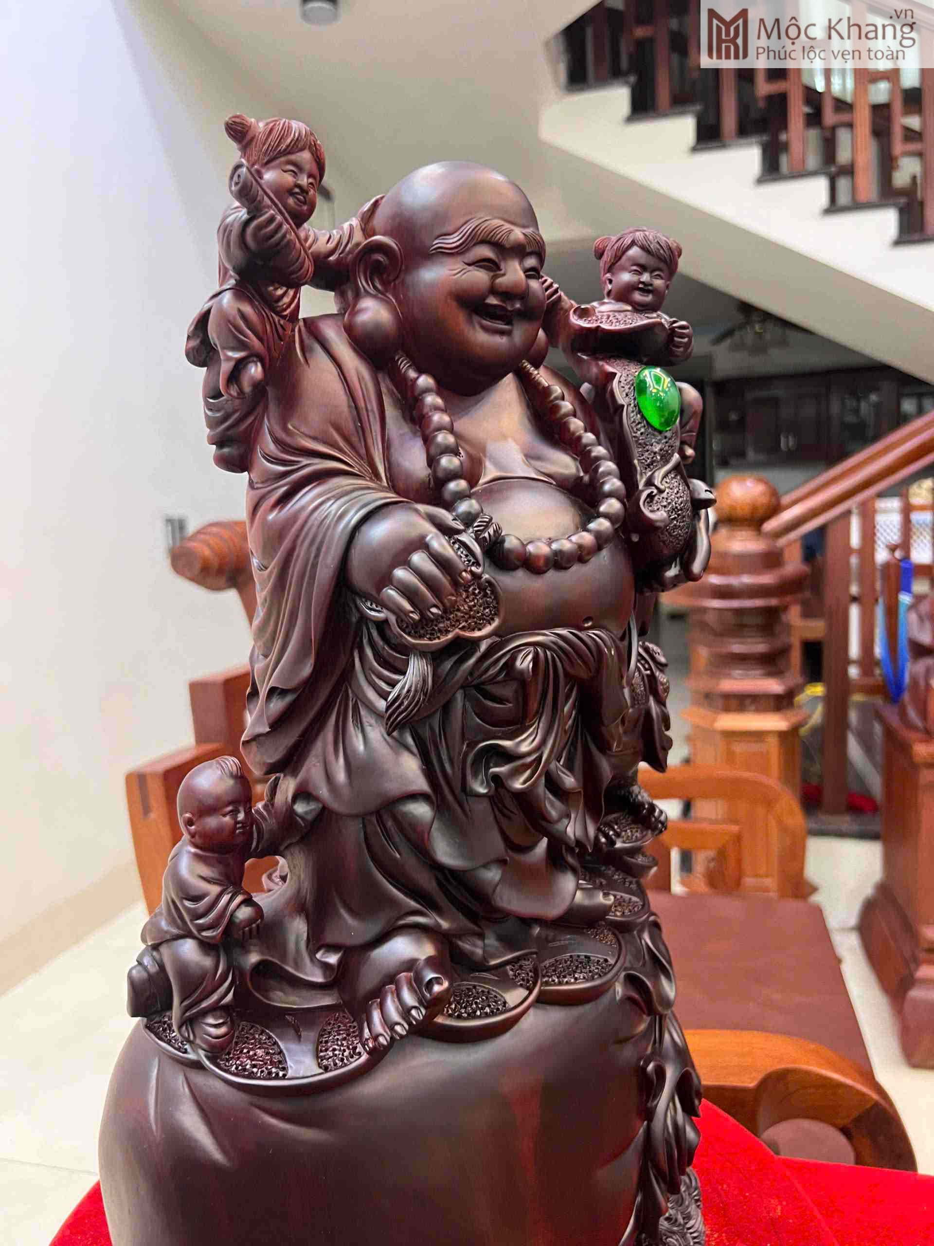 Tượng Di Lặc Tam Phúc Gỗ Tử Đàn Cao 50 (cm) (3)_3