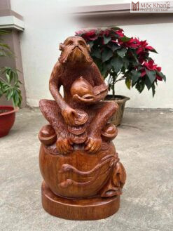 Tượng Khỉ Gỗ Ngọc Am Cao 52 (cm)