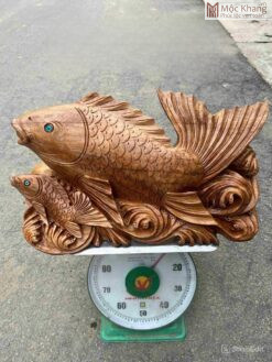 Tượng Cá Xiêm Gỗ Ngọc Am Cao 51 (cm)