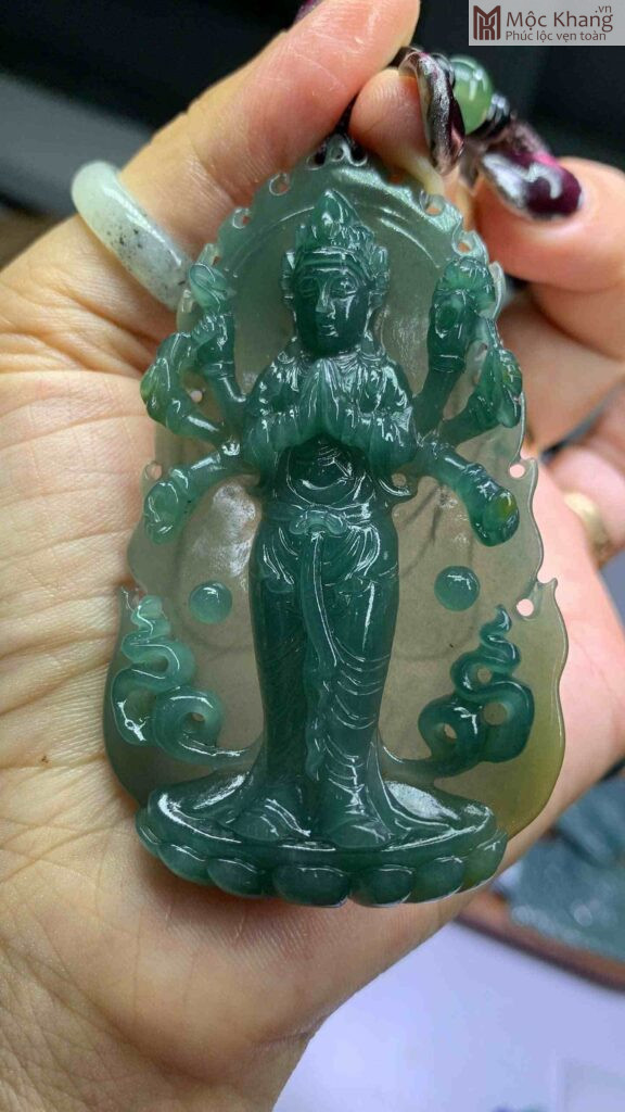 Mặt Dây Thiên Thủ Quan Âm Đá lam Ngọc