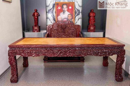 Bộ Bàn Giám Đốc Cẩm Ván Bông Bàn Cao 80(cm)