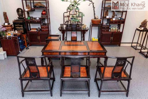 Bộ Bàn Trà Gỗ Trắc Ván Nu Bàn Cao 80(cm)