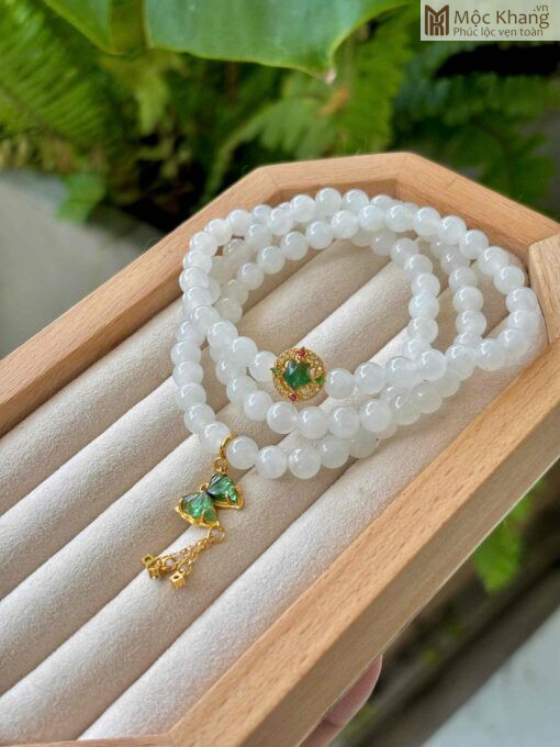Chuỗi Bạch Ngọc Hoà Điền Mix Tourmaline Hạt 6(mm)