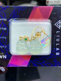 Đôi Hoa Tai Hồ Lô Ngọc Cẩm Thạch Size 11.6(mm)
