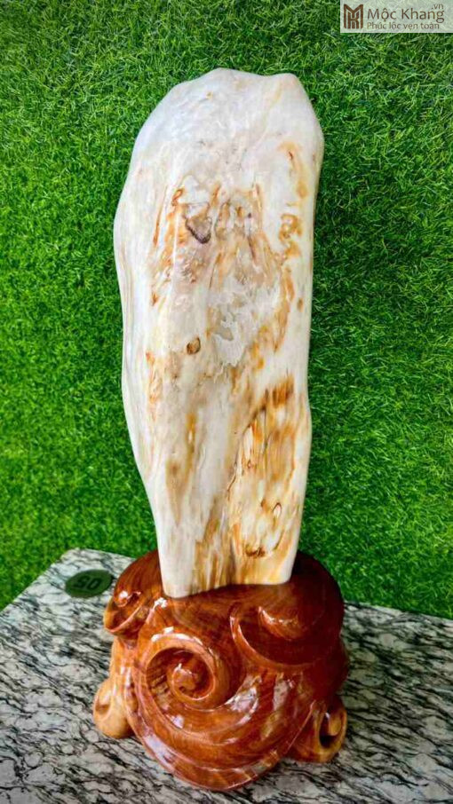 Khúc Gỗ Hoá Ngọc Trắng Vàng Cao 58(cm)