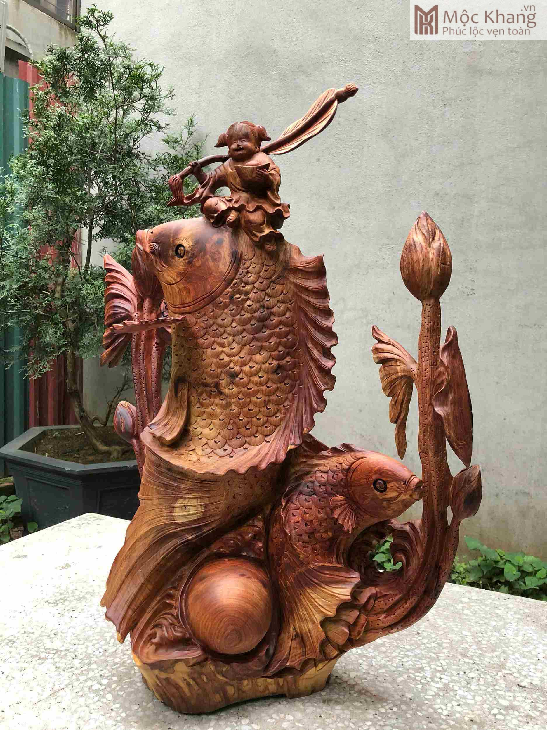 tuong-ca-chep-hoa-rong-go-huong-cao-70cm (4) Tượng Cá Chép Hoá Rồng Gỗ Hương Cao 70(cm)