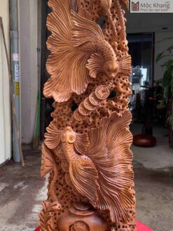 Tượng Cá Xiêm Gỗ Ngọc Am Cao 93(cm)