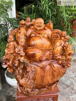 Tượng Di Lặc Ngũ Phúc Gỗ Hương Cao 61(cm)